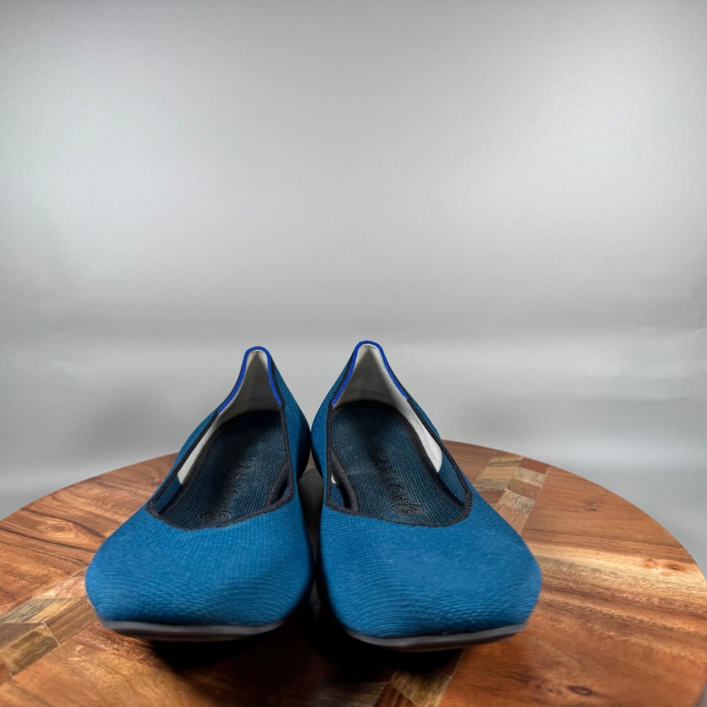 Rothys The Flat Womens 10 Bright Blue Rounded Toe Washable Knit Ballet Flats - Picture 2 of 7